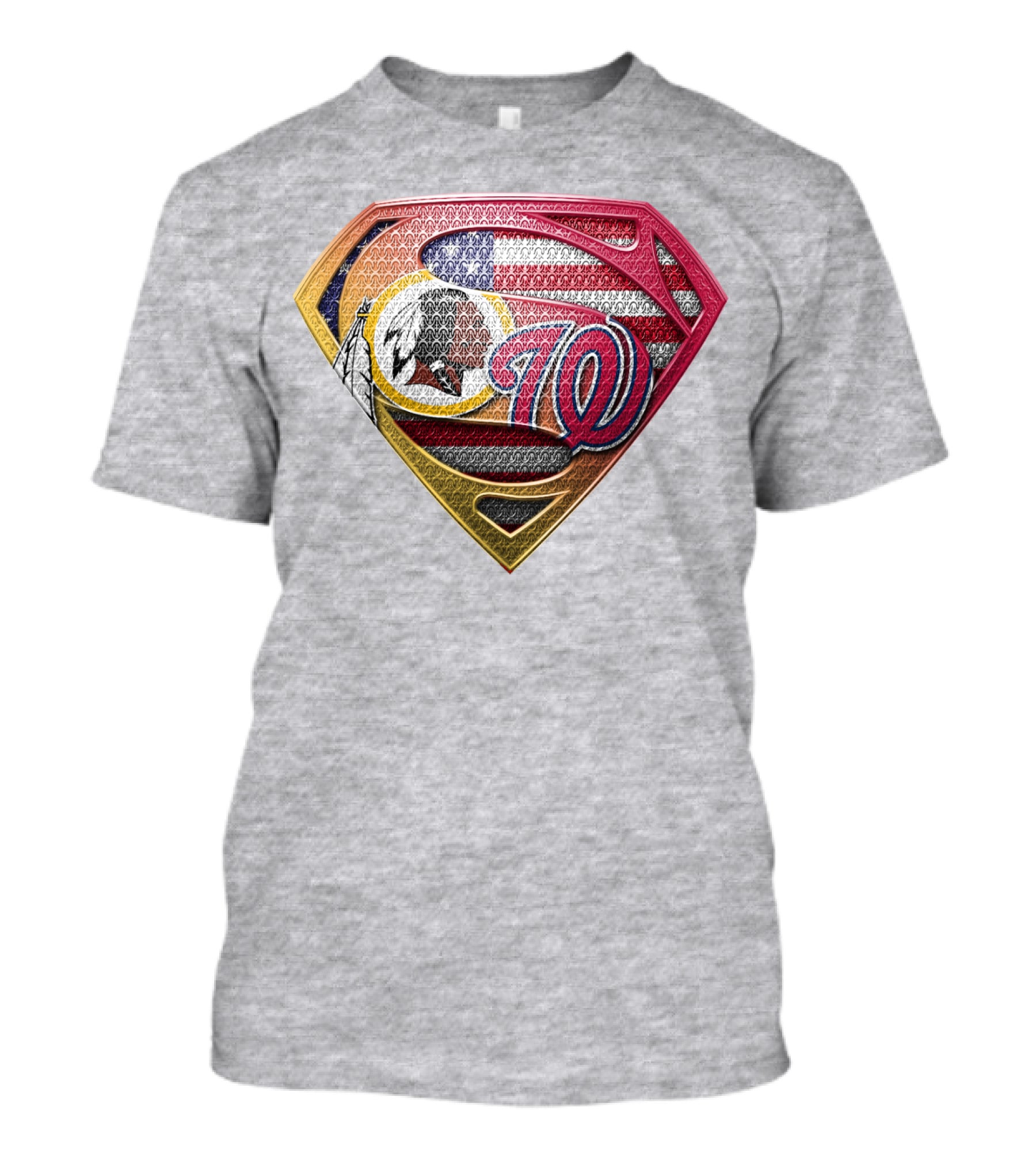 Washington W Super Redskins Patriots Flag Superman T-Shirt