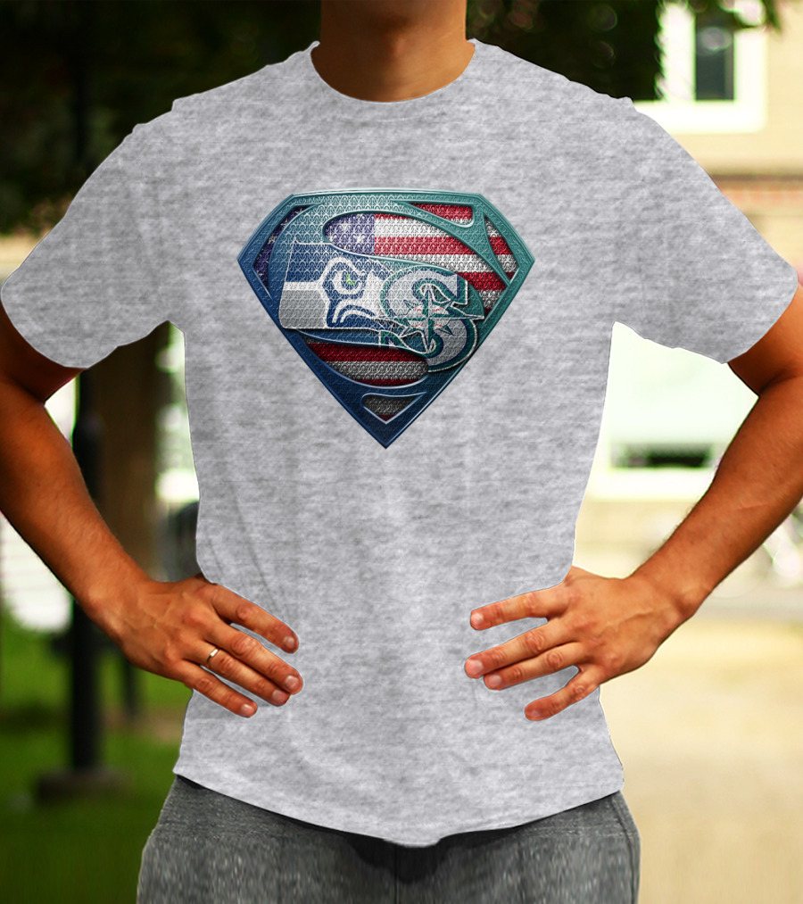 Seahawks Superman American Flag T-Shirt