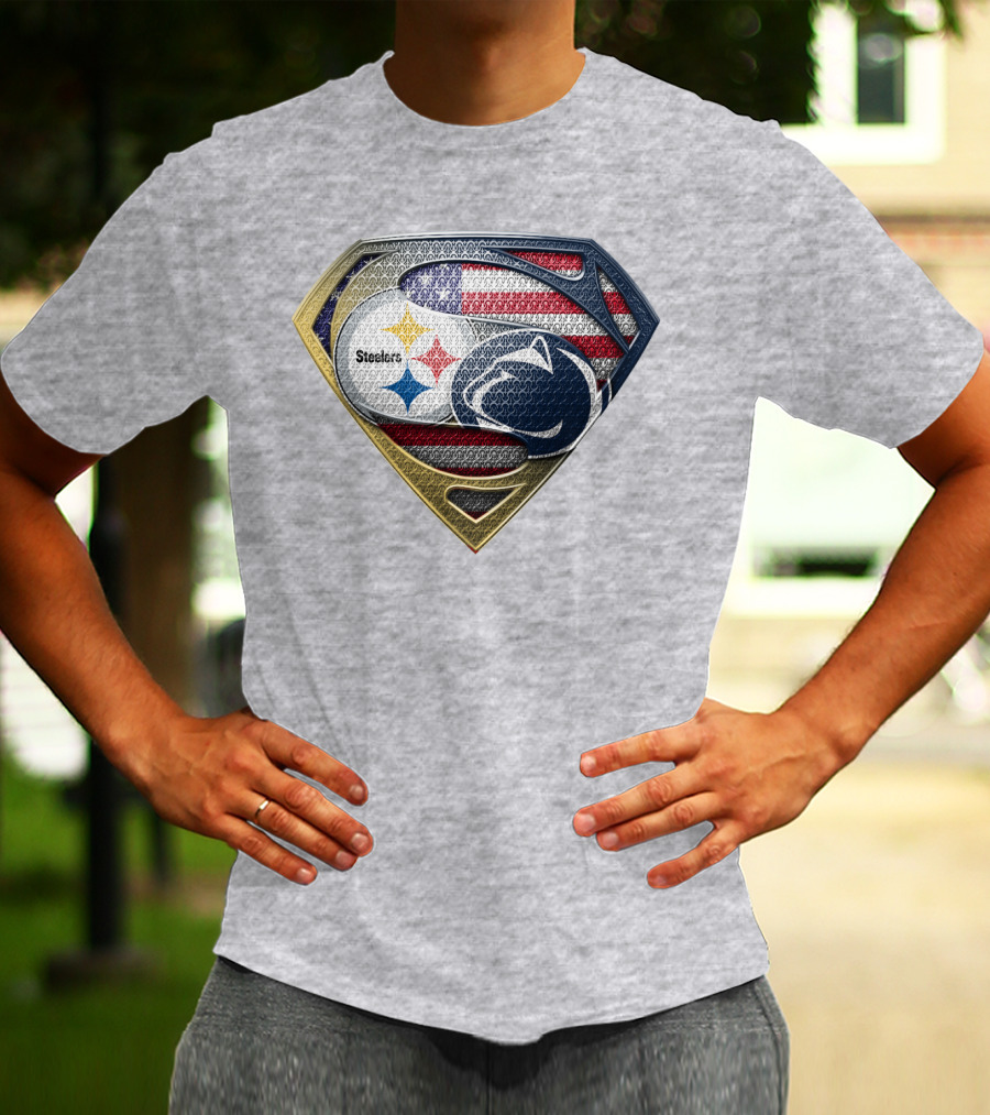 Steelers Penn State Super Shield With American Flag T-Shirt