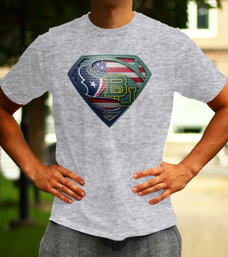 Houston Texans Baylor University American Flag T-Shirt