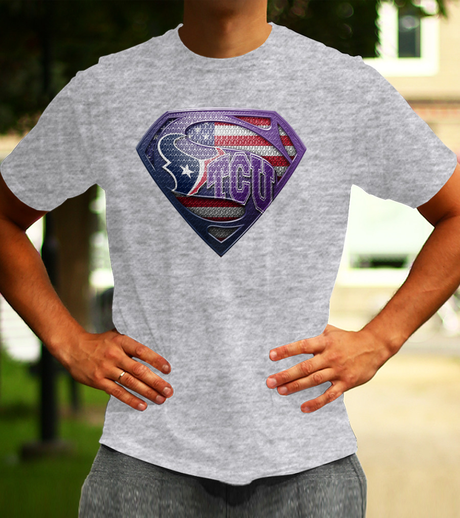Tcu Super Shield American Flag Style T-Shirt