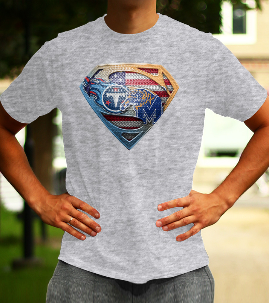 Memphis Tigers American Flag Superman Shield T-Shirt