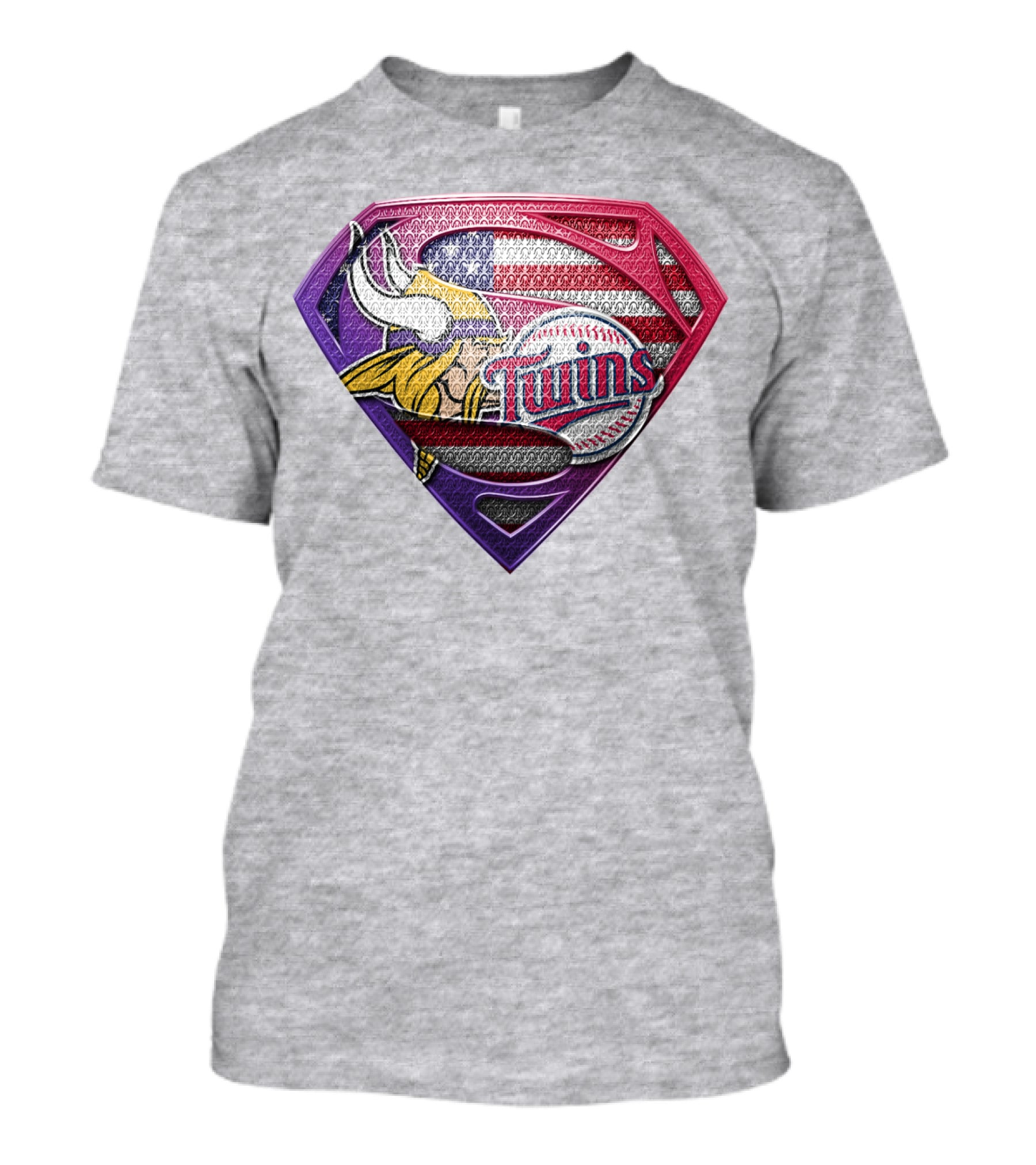 Minnesota Twins Vikings American Flag Superman T-Shirt