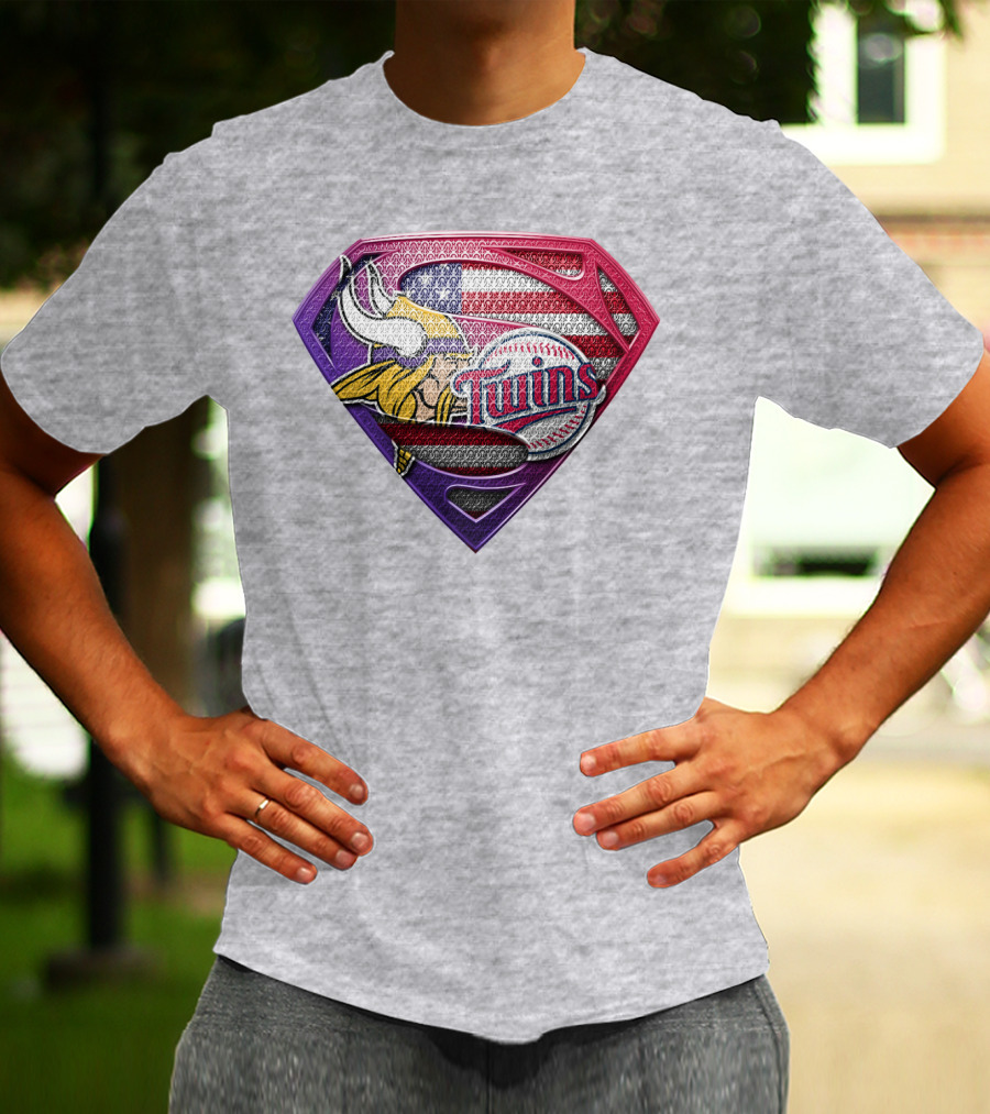 Minnesota Twins Vikings American Flag Superman T-Shirt