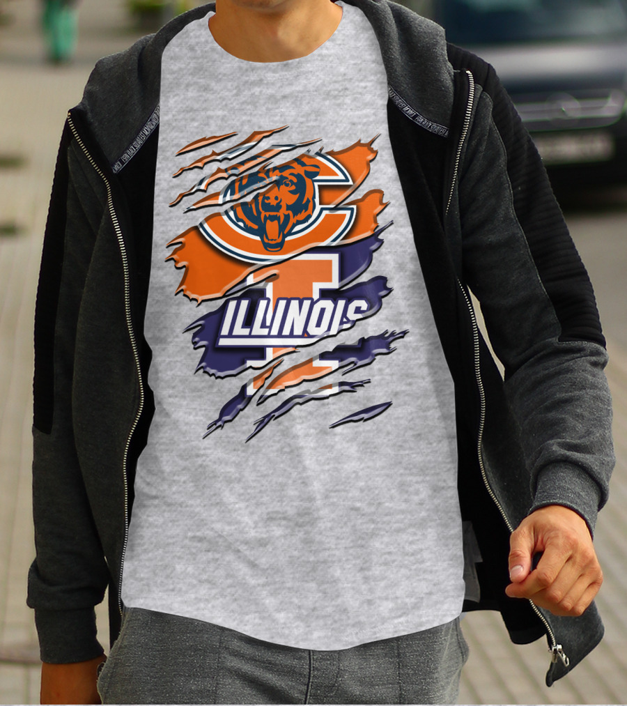 Chicago Bears Illinois Fighting Illini Mashup Rah T-Shirt