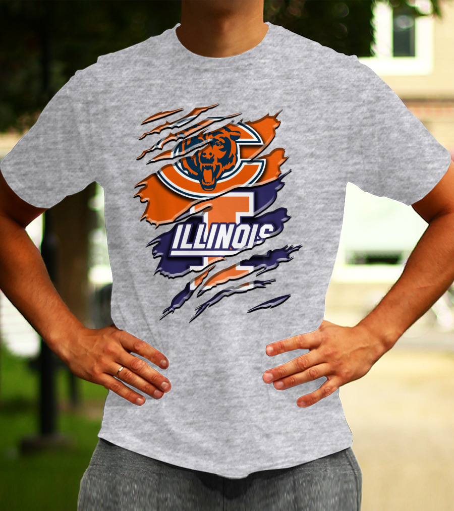 Chicago Bears Illinois Fighting Illini Mashup Rah T-Shirt
