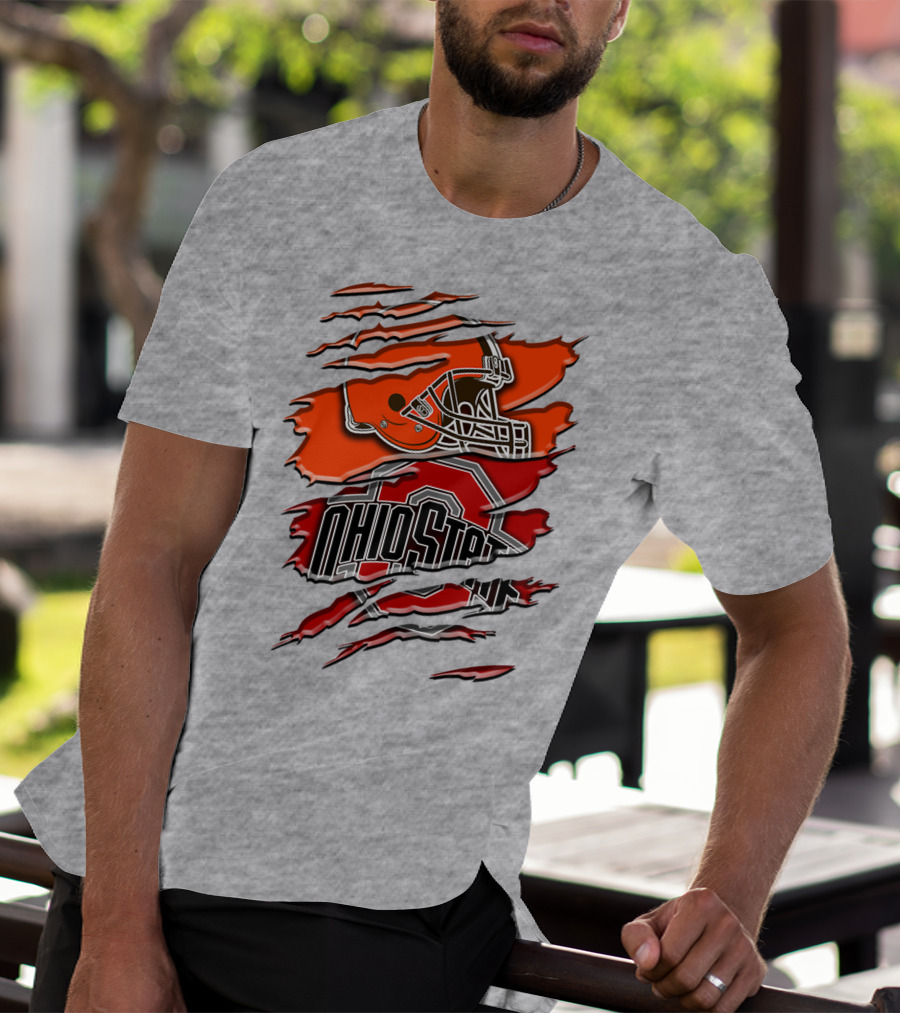 Ohio State Buckeyes Cleveland Browns Helmet Rah T-Shirt