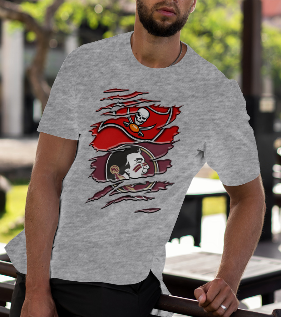 Tampa Bay Buccaneers Florida State Seminoles Logo Mashup T-Shirt