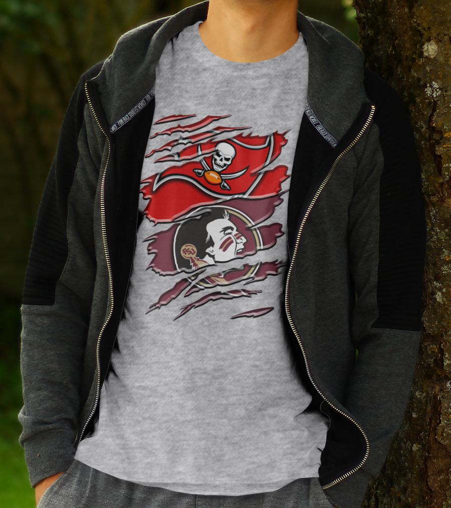 Tampa Bay Buccaneers Florida State Seminoles Logo Mashup T-Shirt