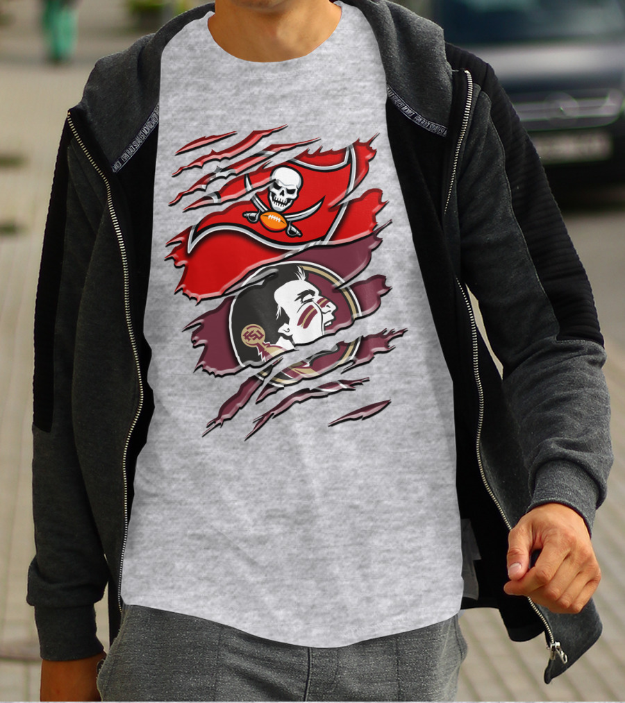Tampa Bay Buccaneers Florida State Seminoles Logo Mashup T-Shirt