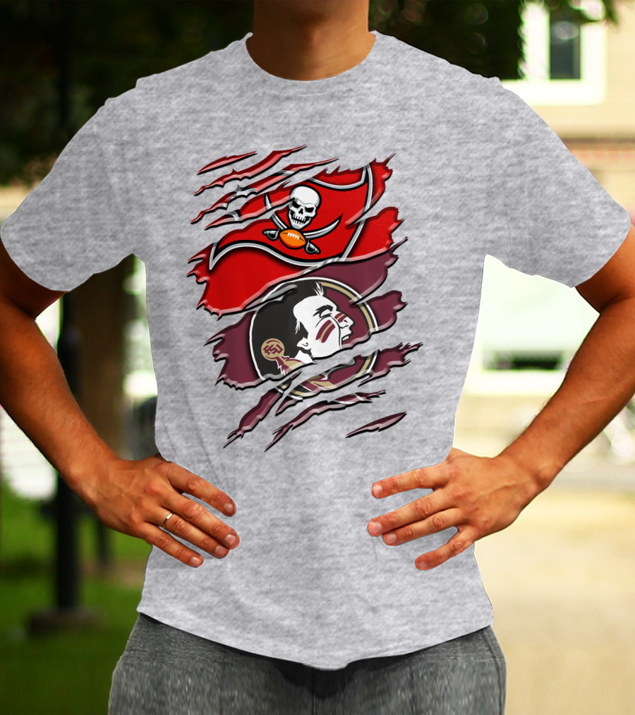 Tampa Bay Buccaneers Florida State Seminoles Logo Mashup T-Shirt