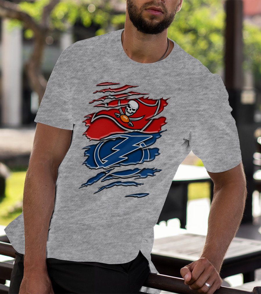Tampa Bay Buccaneers Lightning Torn Design Rah 026 T-Shirt
