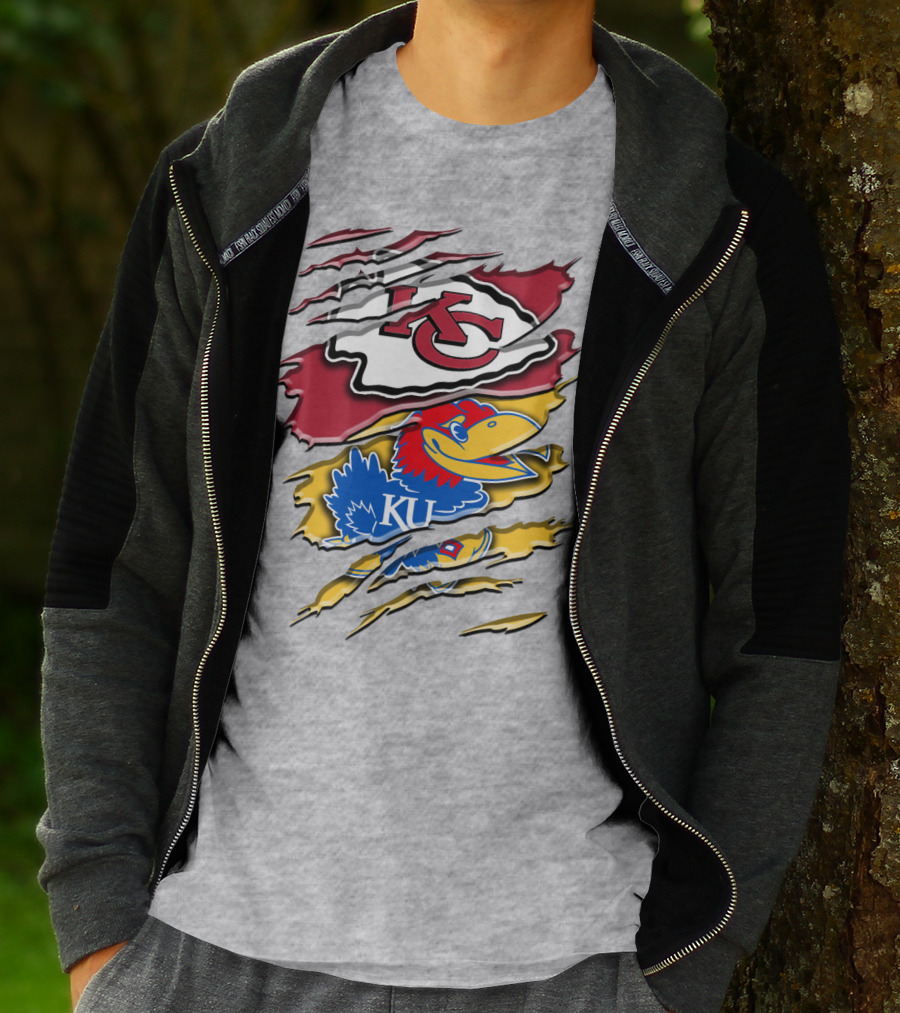 Kansas City Chiefs Kc Jayhawks Rip Design Rah 037 T-Shirt
