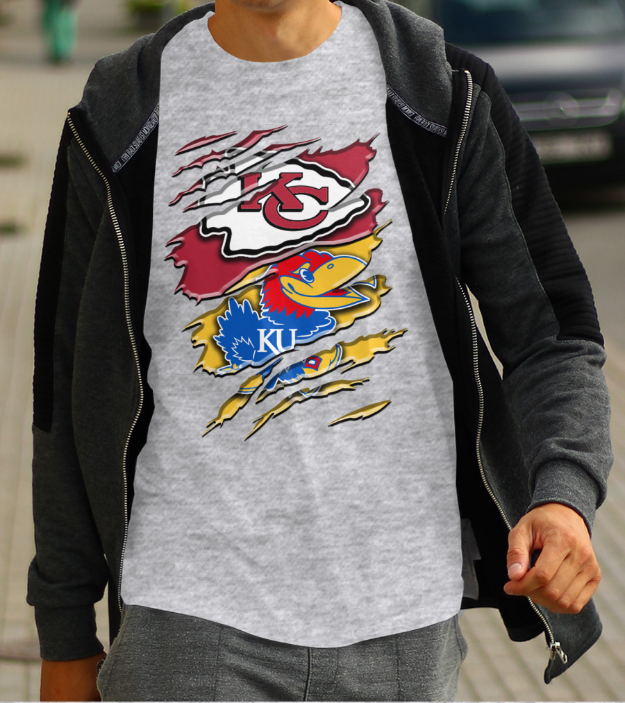 Kansas City Chiefs Kc Jayhawks Rip Design Rah 037 T-Shirt