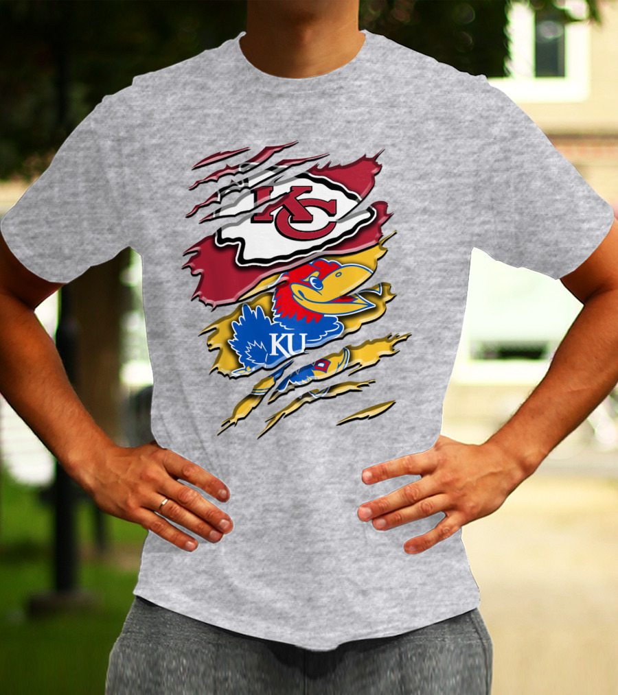 Kansas City Chiefs Kc Jayhawks Rip Design Rah 037 T-Shirt