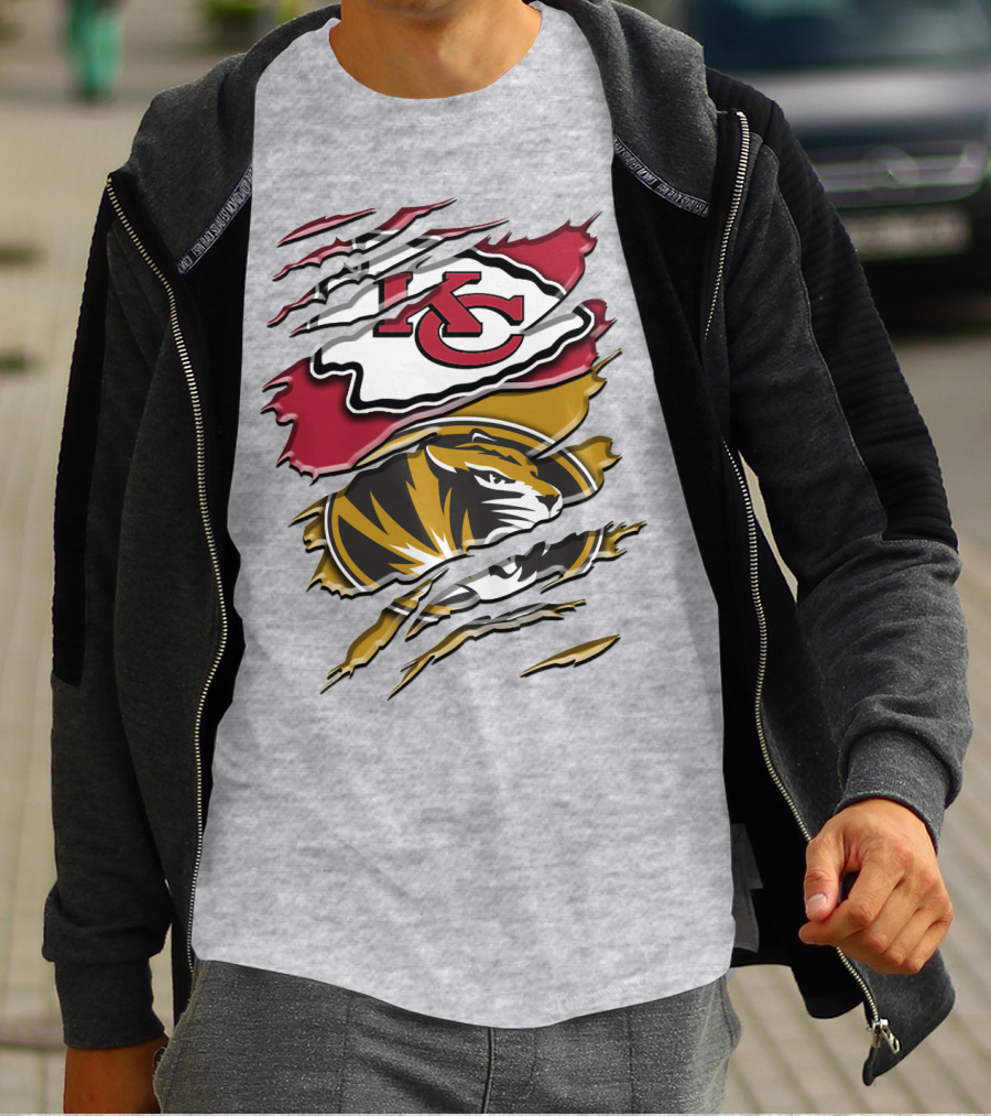 Kansas City Chiefs And Missouri Tigers Claw Logo Rah 039 T-Shirt