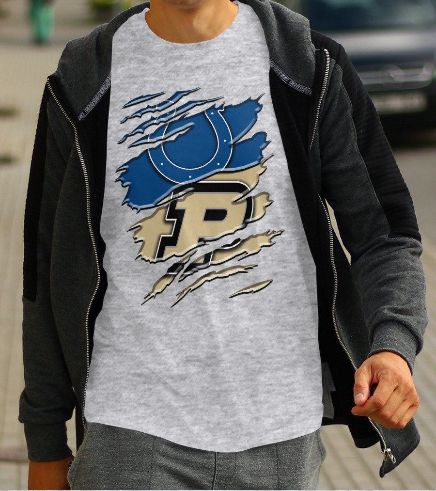 Indianapolis Colts Purdue Boilermakers Logo Mashup T-Shirt