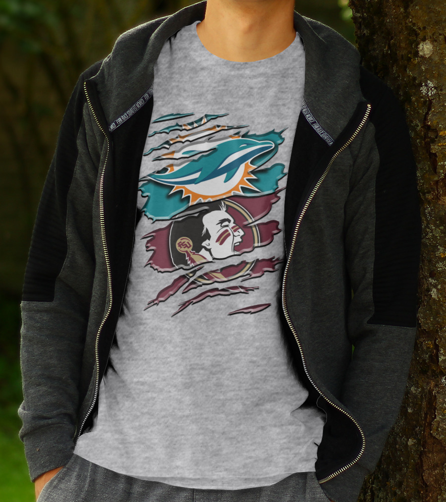 Dolphins Seminoles Fan Fusion T-Shirt