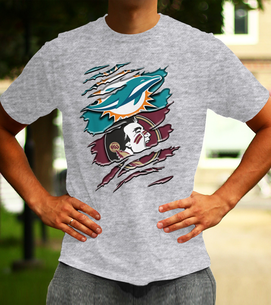 Dolphins Seminoles Fan Fusion T-Shirt