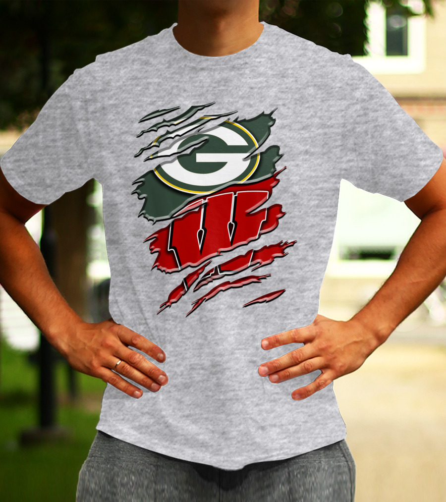 Green Bay Packers Wisconsin Badgers Claw Marks T-Shirt