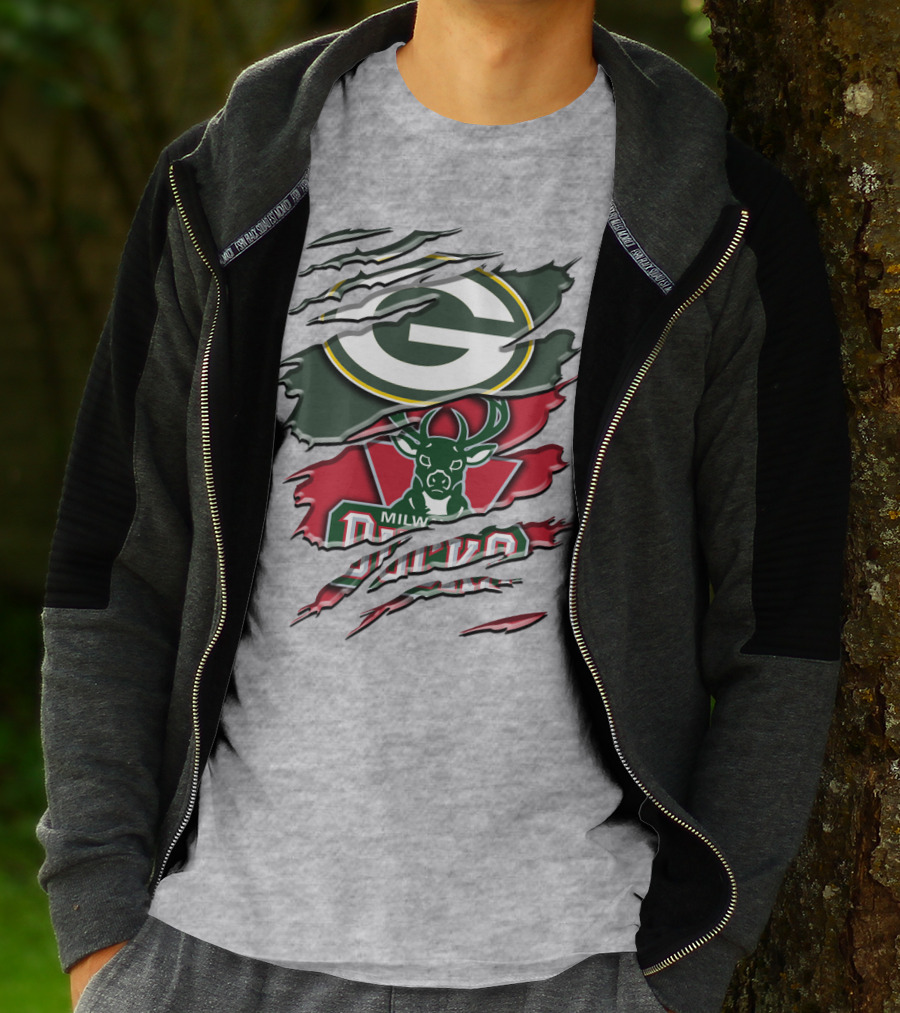 Milwaukee Bucks Green Bay Packers Crossover Rah T-Shirt