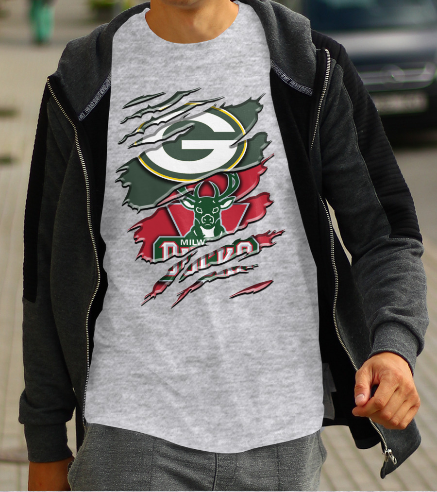 Milwaukee Bucks Green Bay Packers Crossover Rah T-Shirt