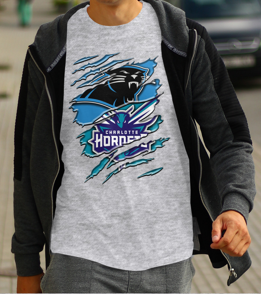 Panther And Charlotte Hornets Logo Rah T-Shirt