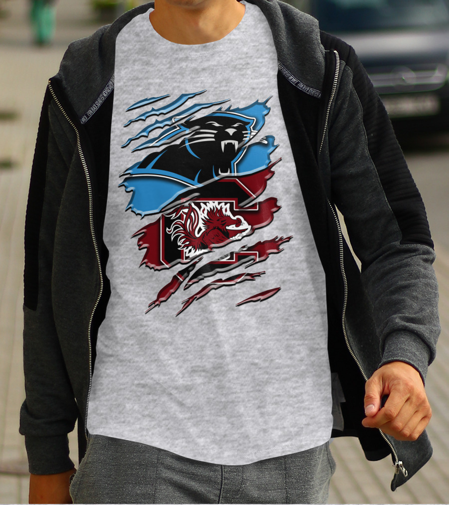 Carolina Panthers Gamecocks Ripped T-Shirt