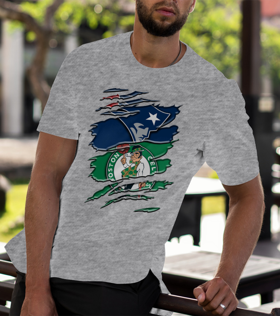 Patriots And Boston Celtics Logo Mashup Rah 090 T-Shirt