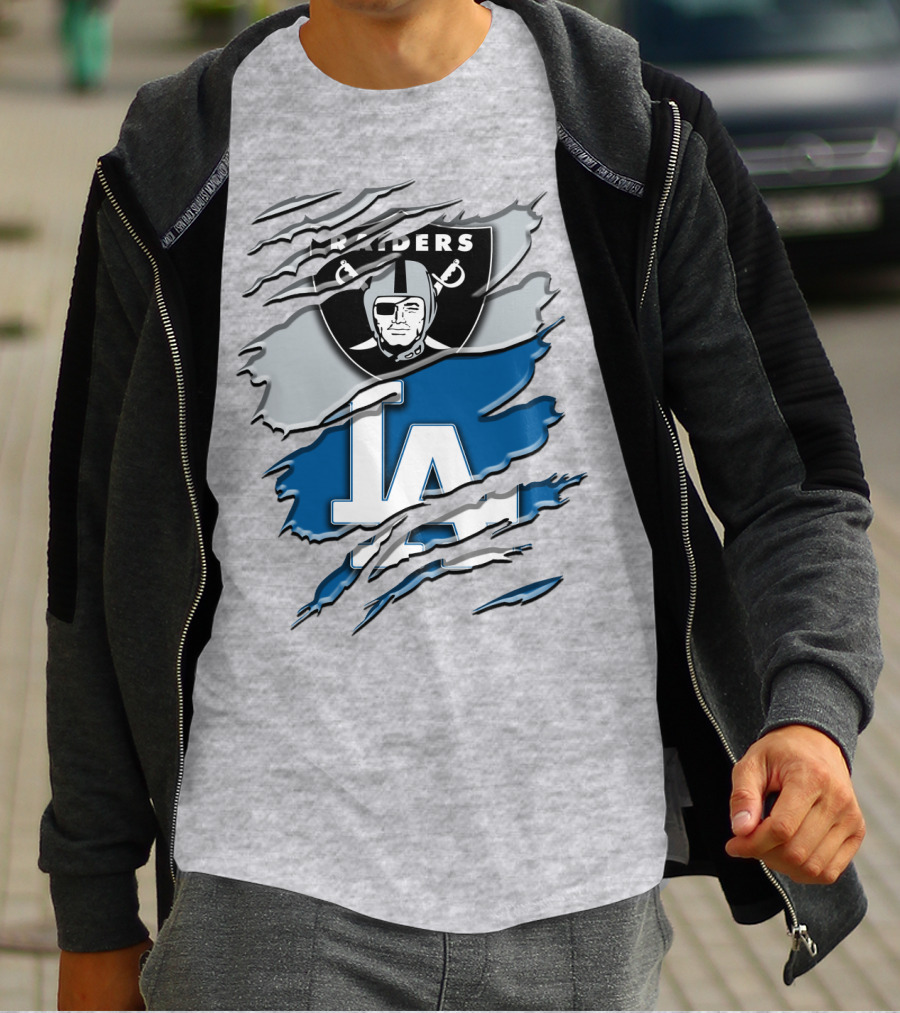 Raiders La Dodgers Crest Combination T-Shirt
