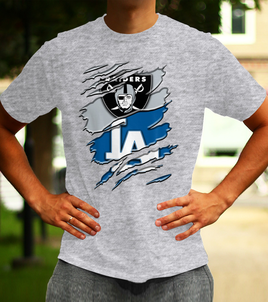 Raiders La Dodgers Crest Combination T-Shirt