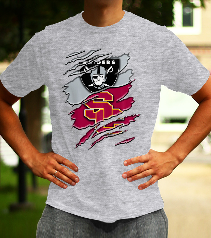 Raiders And Usc Trojans Logo Fusion Rah 098 T-Shirt