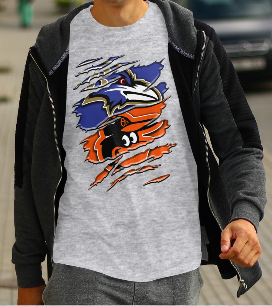 Baltimore Ravens Orioles Logo Mashup Rah 101 T-Shirt