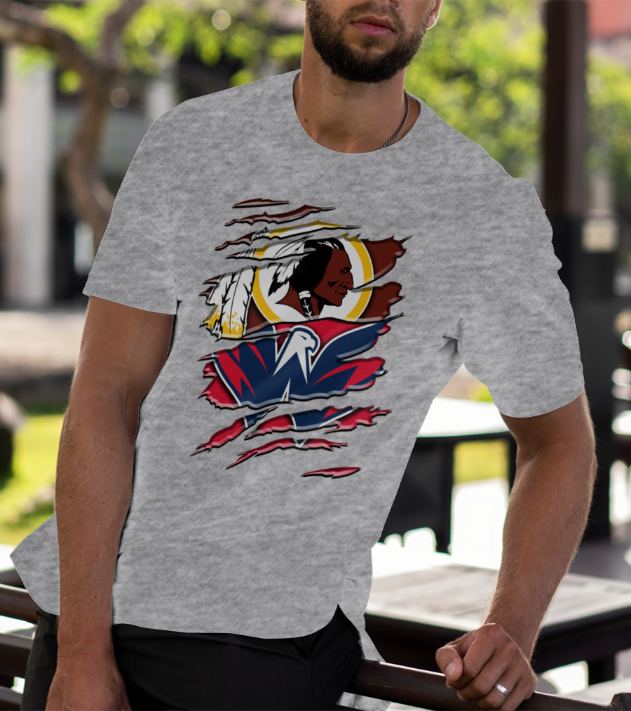 Washington Capitals And Washington Redskins Logo Mashup Rah 104 T-Shirt