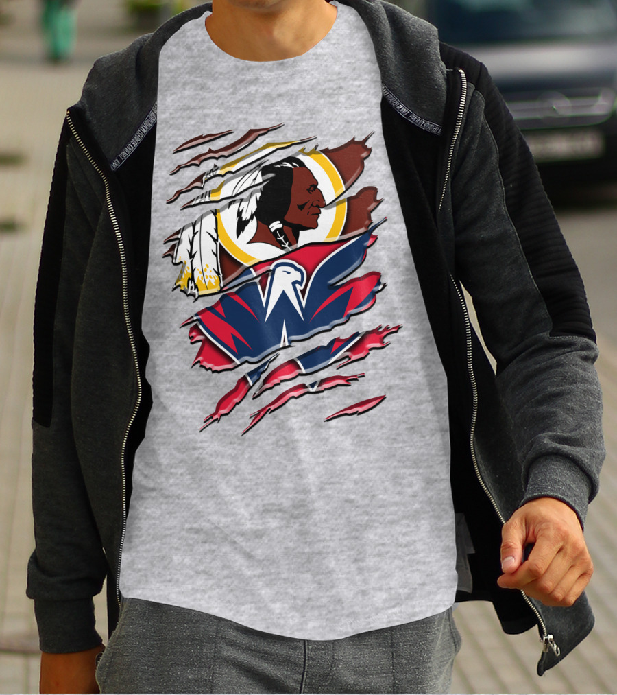 Washington Capitals And Washington Redskins Logo Mashup Rah 104 T-Shirt