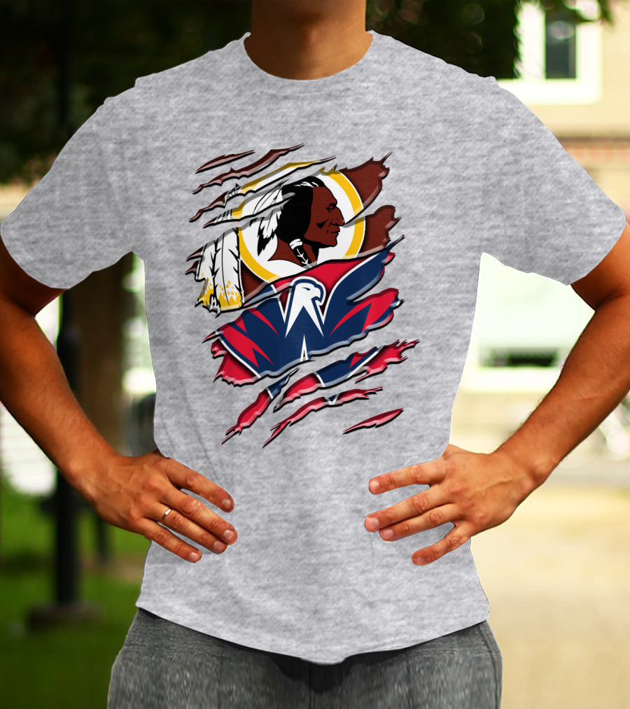 Washington Capitals And Washington Redskins Logo Mashup Rah 104 T-Shirt