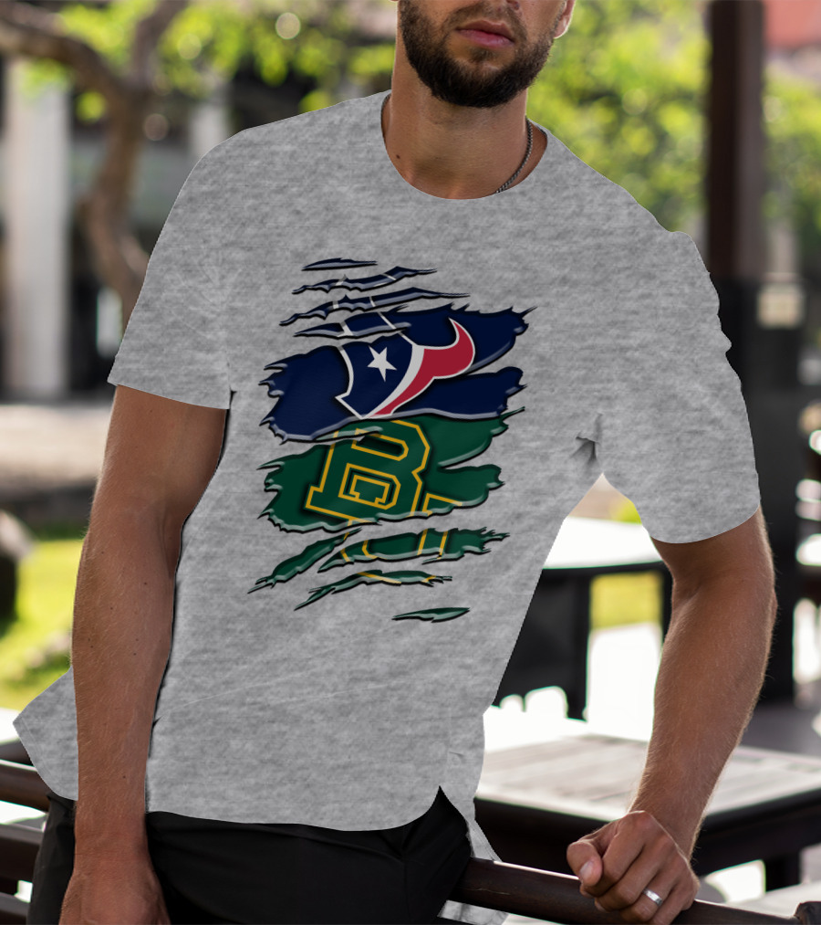 Baylor Bears Houston Texans Ripped Graphic Rah 116 T-Shirt