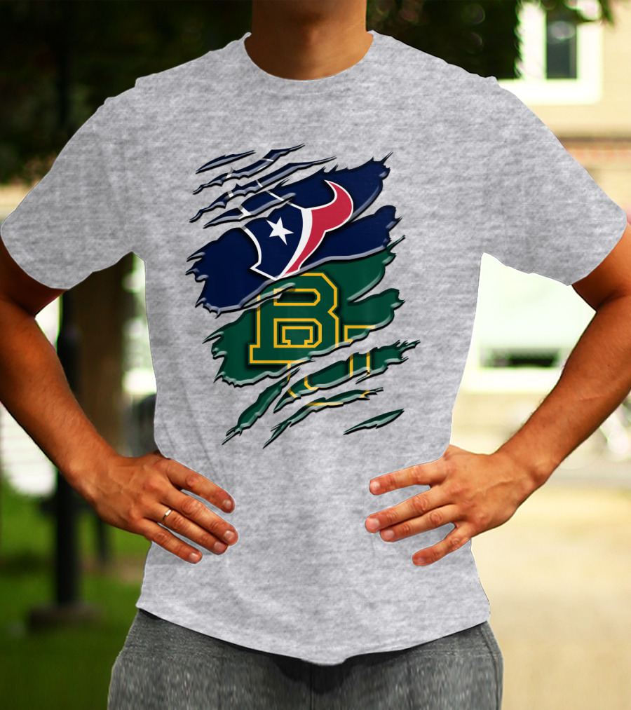 Baylor Bears Houston Texans Ripped Graphic Rah 116 T-Shirt