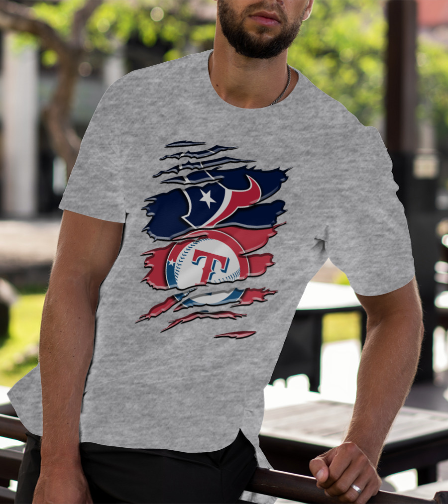 Houston Texans And Texas Rangers Sports Fan Rah 124 T-Shirt