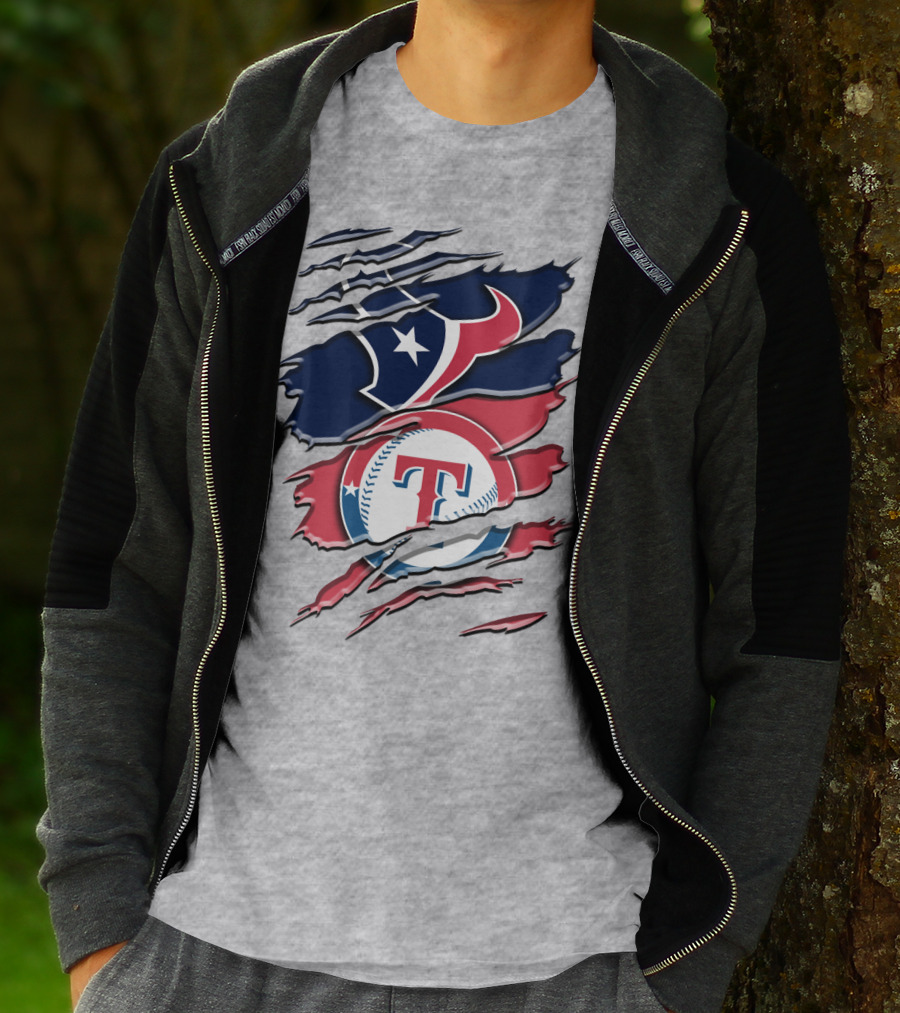 Houston Texans And Texas Rangers Sports Fan Rah 124 T-Shirt
