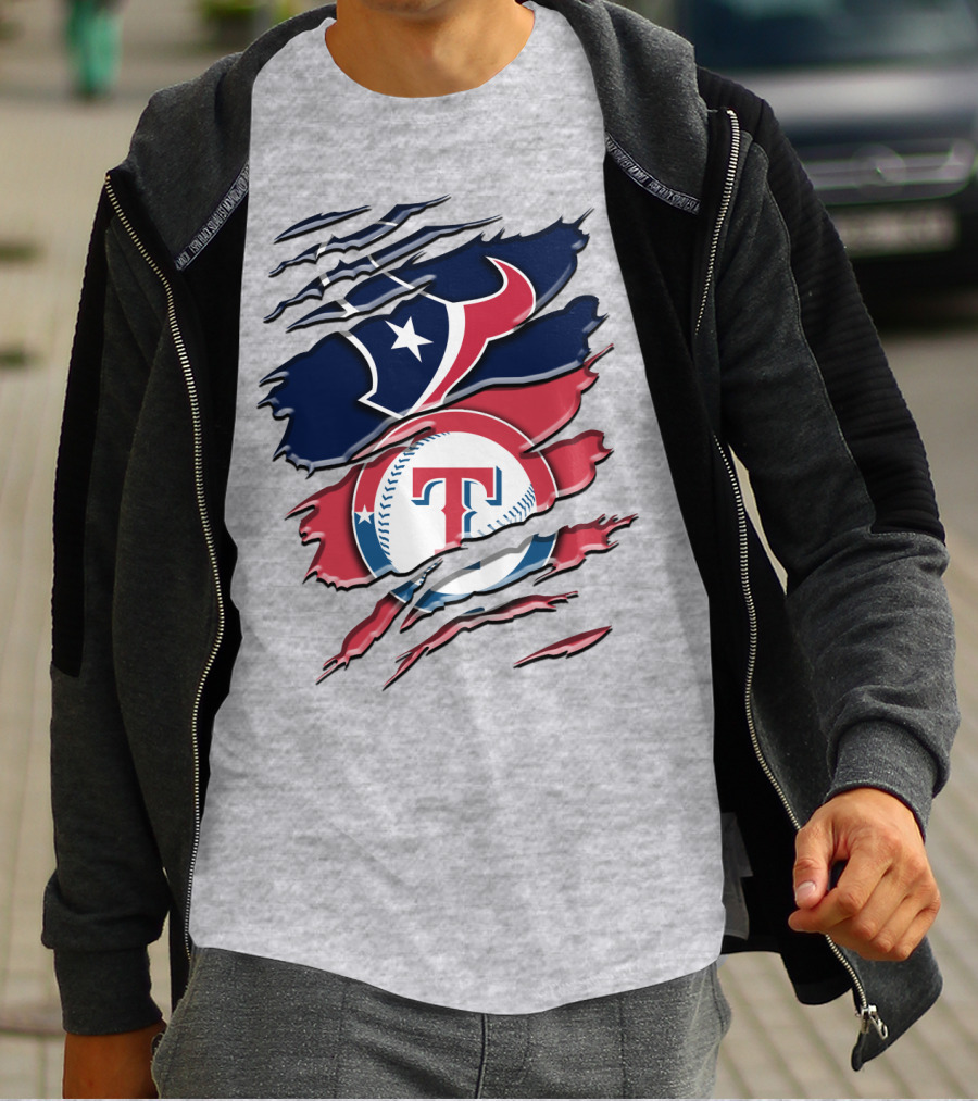 Houston Texans And Texas Rangers Sports Fan Rah 124 T-Shirt