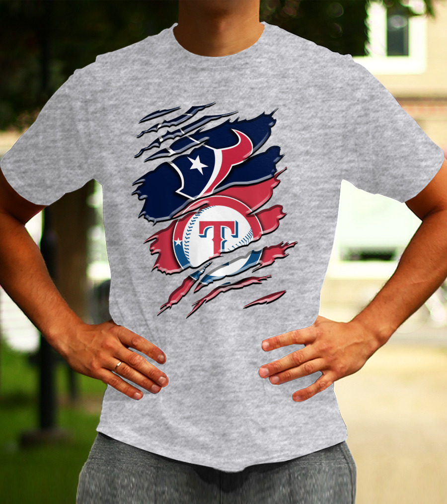 Houston Texans And Texas Rangers Sports Fan Rah 124 T-Shirt