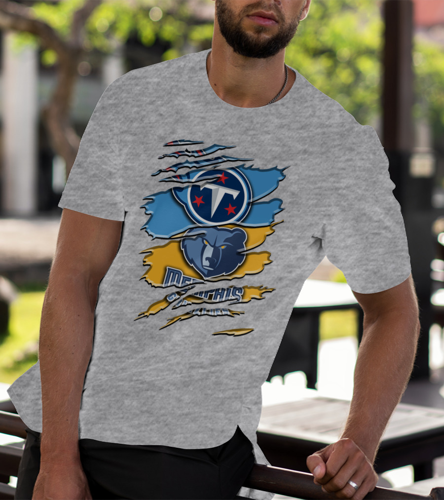 Tennessee Titans Memphis Grizzlies Logo Mashup Rah 128 T-Shirt