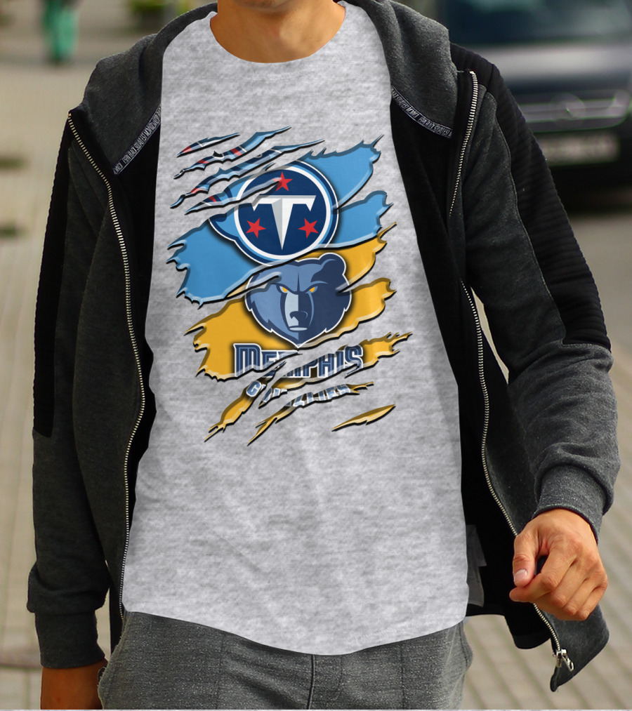 Tennessee Titans Memphis Grizzlies Logo Mashup Rah 128 T-Shirt