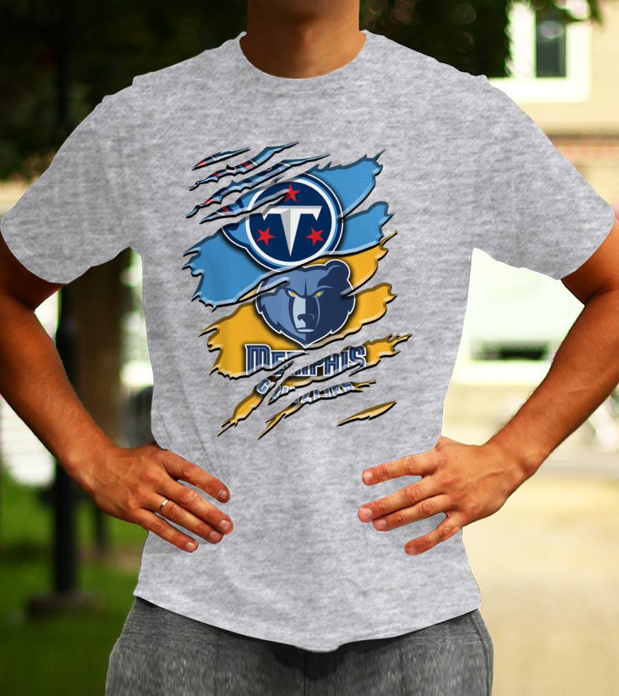 Tennessee Titans Memphis Grizzlies Logo Mashup Rah 128 T-Shirt