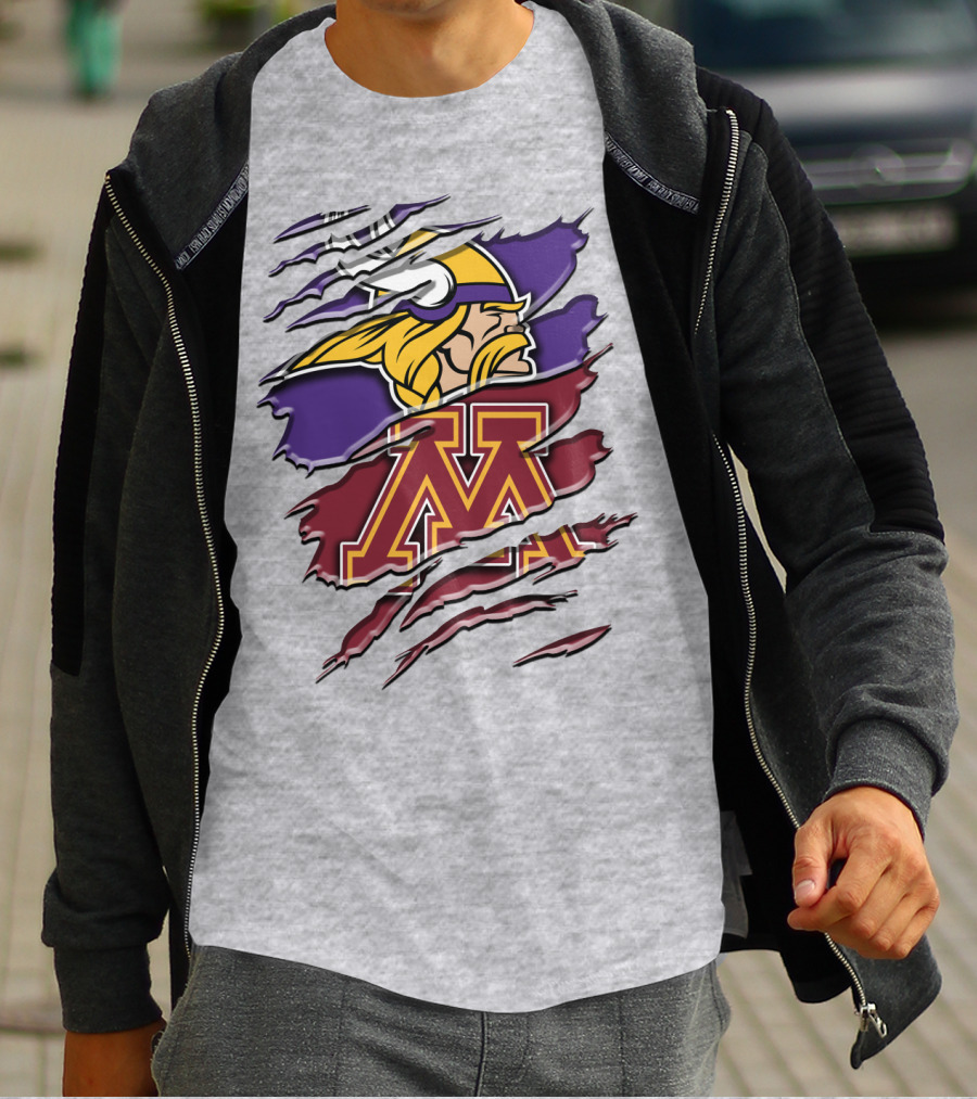 Minnesota Vikings And Golden Gophers Claw Marks Rah 133 T-Shirt