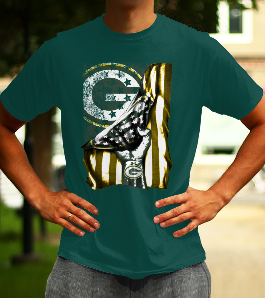Green Bay Packers American Flag T-Shirt