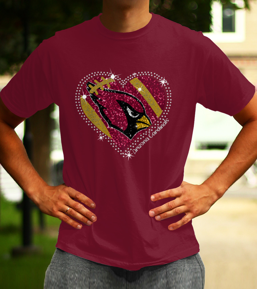 Arizona Cardinals Heart Logo Sparkle T-Shirt