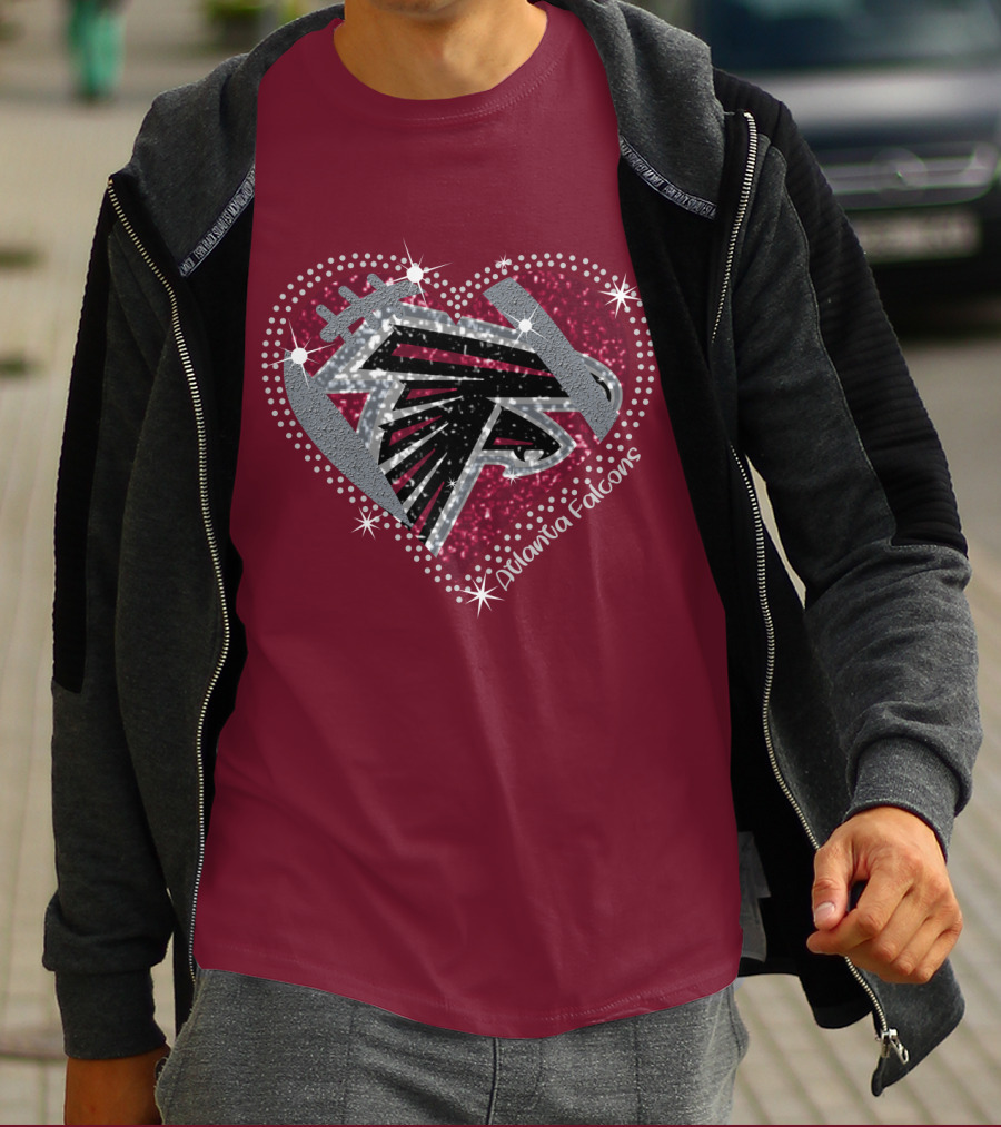 Atlanta Falcons Sparkling Heart T-Shirt