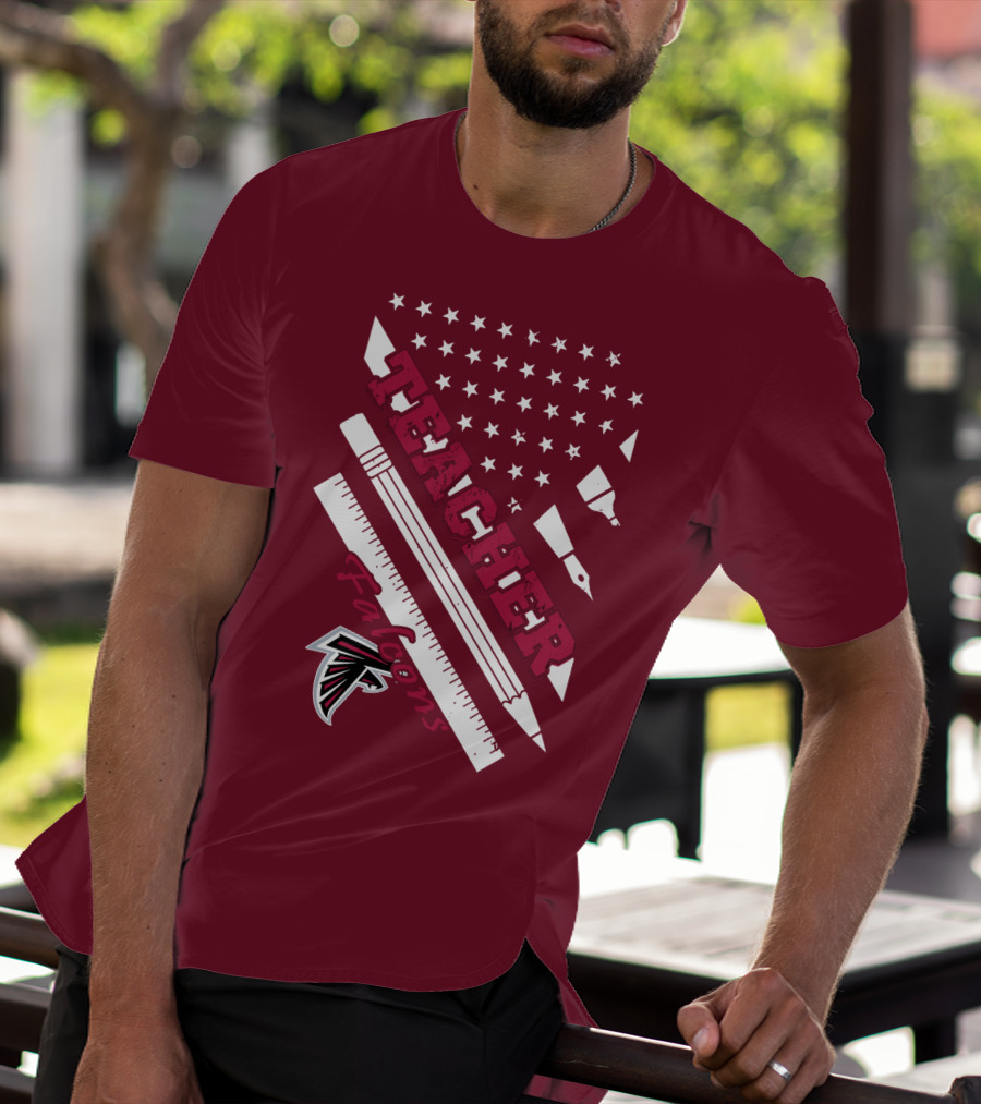 Atlanta Falcons Teacher Stars And Stationery Theme T-Shirt